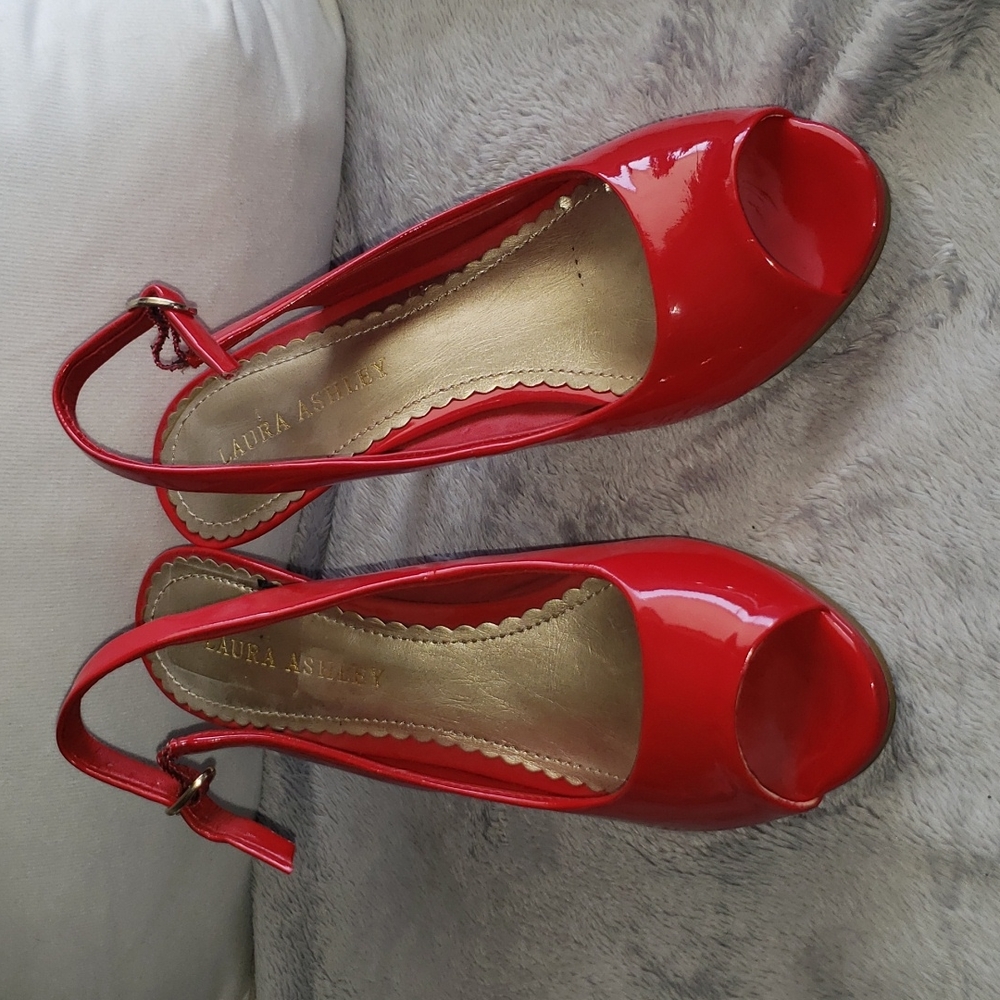 Laura Ashley Chili Pepper Red Aleksia 2 Open Toe High Heel